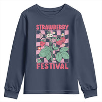 Strawberry Festival Youth Sweatshirt Fruit Lover Botanical Retro Groovy