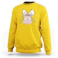 Cute Easter Bunny Head Glasses Bubblegum Flower Easter Day Sweatshirt - Wonder Print Shop