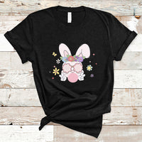 Cute Easter Bunny Head Glasses Bubblegum Flower Easter Day T-Shirt - Wonder Print Shop