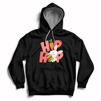 Black hoodie with front Easter bunny graphic and kangaroo pocket