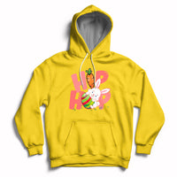 Daisy yellow hoodie with front Easter bunny graphic and kangaroo pocket
