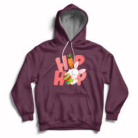 Maroon hoodie with front Easter bunny graphic and kangaroo pocket