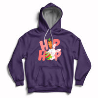 Purple hoodie with front Easter bunny graphic and kangaroo pocket