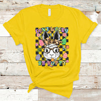 Don't Worry Be Hoppy Rabbit Cute Easter Bunny Head Retro T-Shirt - Wonder Print Shop