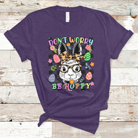 Don't Worry Be Hoppy Rabbit Cute Easter Bunny Head Retro T-Shirt - Wonder Print Shop