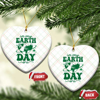 In My Earth Day Era Ceramic Ornament Cute Groovy Planet Heart - Wonder Print Shop