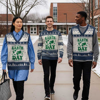 In My Earth Day Era V-Neck Knit Sweater Vest Cute Groovy Planet Heart - Wonder Print Shop