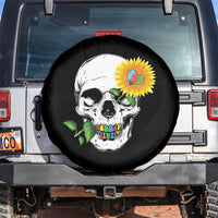 Autism Skull Sunflower Spare Tire Cover Support Autistic Puzzle Pieces Heart