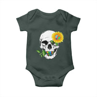 Autism Skull Sunflower Baby Onesie Support Autistic Puzzle Pieces Heart