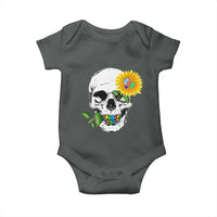 Autism Skull Sunflower Baby Onesie Support Autistic Puzzle Pieces Heart