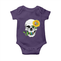 Autism Skull Sunflower Baby Onesie Support Autistic Puzzle Pieces Heart