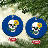 Autism Skull Sunflower Ceramic Ornament Support Autistic Puzzle Pieces Heart - Wonder Print Shop