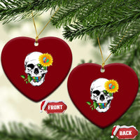 Autism Skull Sunflower Ceramic Ornament Support Autistic Puzzle Pieces Heart - Wonder Print Shop
