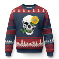 Autism Skull Sunflower Ugly Christmas Sweater Support Autistic Puzzle Pieces Heart - Wonder Print Shop