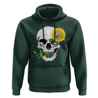 Autism Skull Sunflower Hoodie Support Autistic Puzzle Pieces Heart
