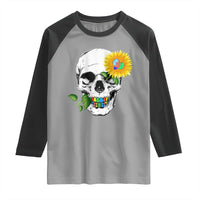 Autism Skull Sunflower Raglan Shirt Support Autistic Puzzle Pieces Heart