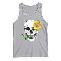 Autism Skull Sunflower Tank Top Support Autistic Puzzle Pieces Heart