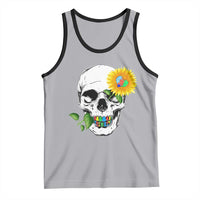 Autism Skull Sunflower Tank Top Support Autistic Puzzle Pieces Heart