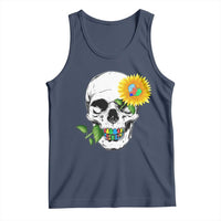 Autism Skull Sunflower Tank Top Support Autistic Puzzle Pieces Heart