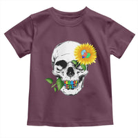 Autism Skull Sunflower Toddler T Shirt Support Autistic Puzzle Pieces Heart