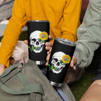 Autism Skull Sunflower Tumbler Cup Support Autistic Puzzle Pieces Heart