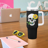 Autism Skull Sunflower Tumbler With Handle Support Autistic Puzzle Pieces Heart