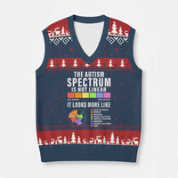 Autism Acceptance V-Neck Knit Sweater Vest The Autism Spectrum Is Not Linear - Wonder Print Shop