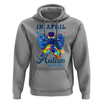 Autism Awareness Hoodie In April We Wear Blue Puzzle Ribbon Coquette Bow