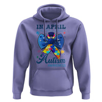 Autism Awareness Hoodie In April We Wear Blue Puzzle Ribbon Coquette Bow