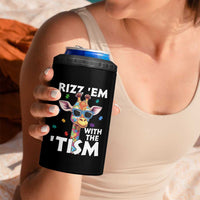 Funny Autism Giraffe 4 in 1 Can Cooler Tumbler Rizz Em With The Tism
