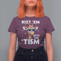 Funny Autism Giraffe T Shirt For Women Rizz Em With The Tism