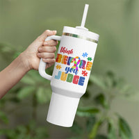 Autism Awareness Tumbler With Handle Think Before You Judge Autistic Support