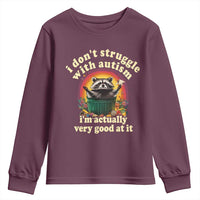 Funny Autistic Raccoon Meme Youth Sweatshirt I Don't Struggle With Autism