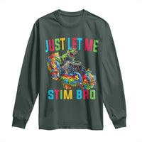 Autistic Dino Rex Driving Monster Truck Long Sleeve Shirt Autism Is My Superpower