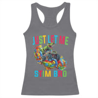 Autistic Dino Rex Driving Monster Truck Racerback Tank Top Autism Is My Superpower