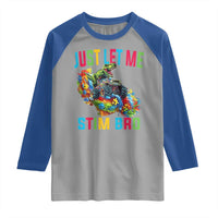 Autistic Dino Rex Driving Monster Truck Raglan Shirt Autism Is My Superpower