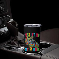 Autistic Dino Rex Driving Monster Truck Tumbler Cup Autism Is My Superpower