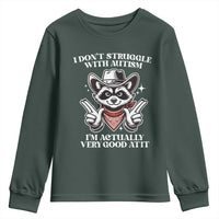 Funny Autistic Raccoon Youth Sweatshirt I Don't Struggle With Autism