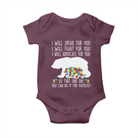 Autism Mama Bear Baby Onesie I Will Speak Fight Advocate For You