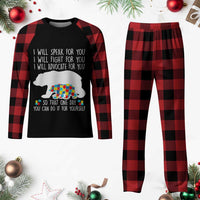 Autism Mama Bear Plaid Pajama Set I Will Speak Fight Advocate For You - Wonder Print Shop