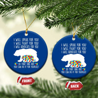 Autism Mama Bear Ceramic Ornament I Will Speak Fight Advocate For You - Wonder Print Shop