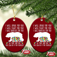 Autism Mama Bear Ceramic Ornament I Will Speak Fight Advocate For You - Wonder Print Shop