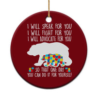 Autism Mama Bear Ceramic Ornament I Will Speak Fight Advocate For You - Wonder Print Shop