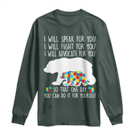 Autism Mama Bear Long Sleeve Shirt I Will Speak Fight Advocate For You