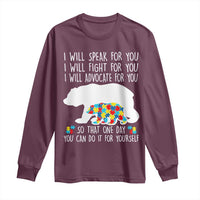 Autism Mama Bear Long Sleeve Shirt I Will Speak Fight Advocate For You