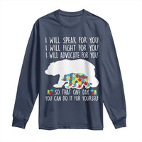 Autism Mama Bear Long Sleeve Shirt I Will Speak Fight Advocate For You