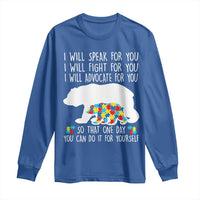 Autism Mama Bear Long Sleeve Shirt I Will Speak Fight Advocate For You