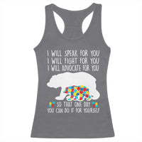 Autism Mama Bear Racerback Tank Top I Will Speak Fight Advocate For You
