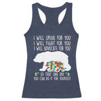Autism Mama Bear Racerback Tank Top I Will Speak Fight Advocate For You