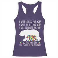 Autism Mama Bear Racerback Tank Top I Will Speak Fight Advocate For You